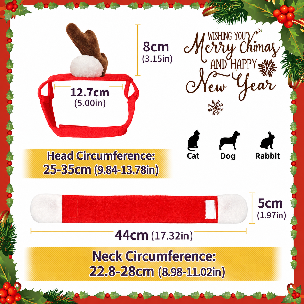 Christmas Reindeer Antler Headband and Scarf Set for Small Pets view 2