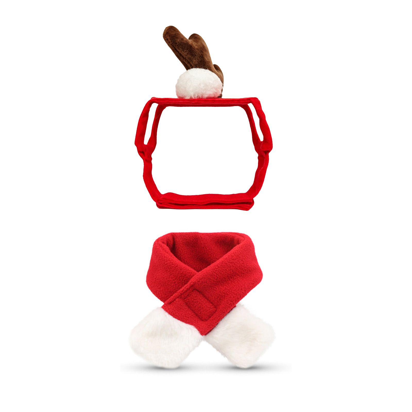 Christmas Reindeer Antler Headband and Scarf Set for Small Pets view 5