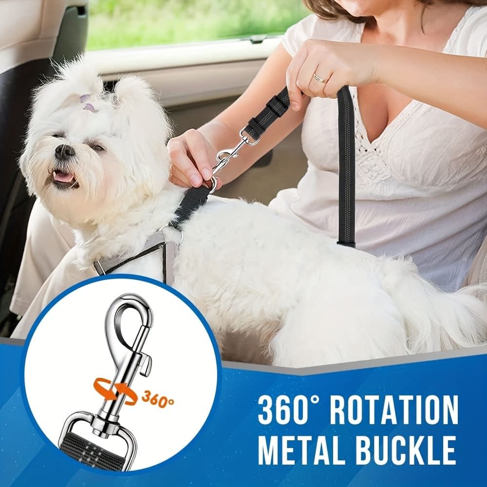 Dual-Head Pet Car Seat Belt with 360° Swivel Tangle-Free Leash for Two Dogs view 8