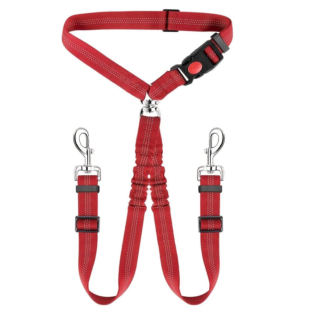 Dual-Head Pet Car Seat Belt with 360° Swivel Tangle-Free Leash for Two Dogs view 10