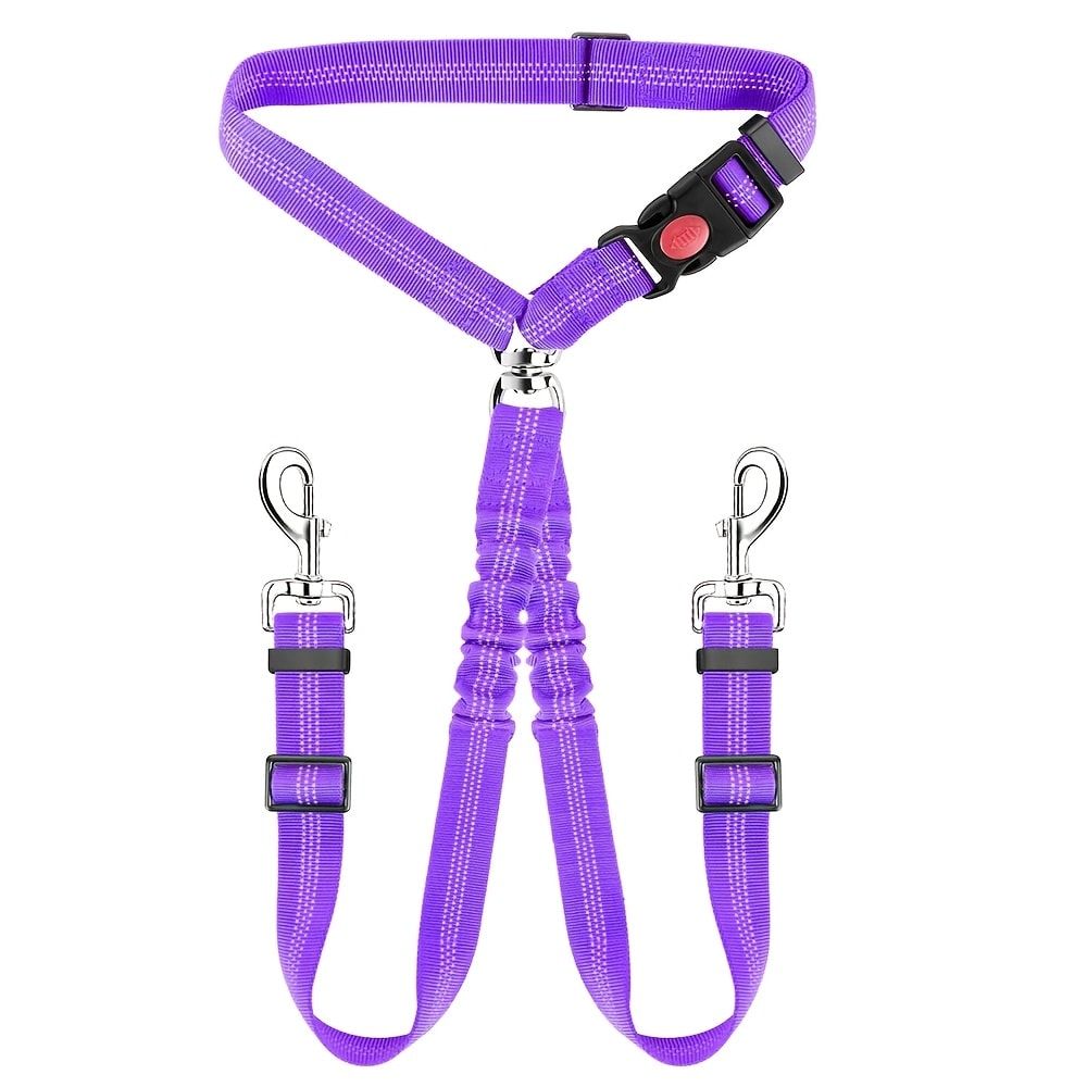 Dual-Head Pet Car Seat Belt with 360° Swivel Tangle-Free Leash for Two Dogs view 9