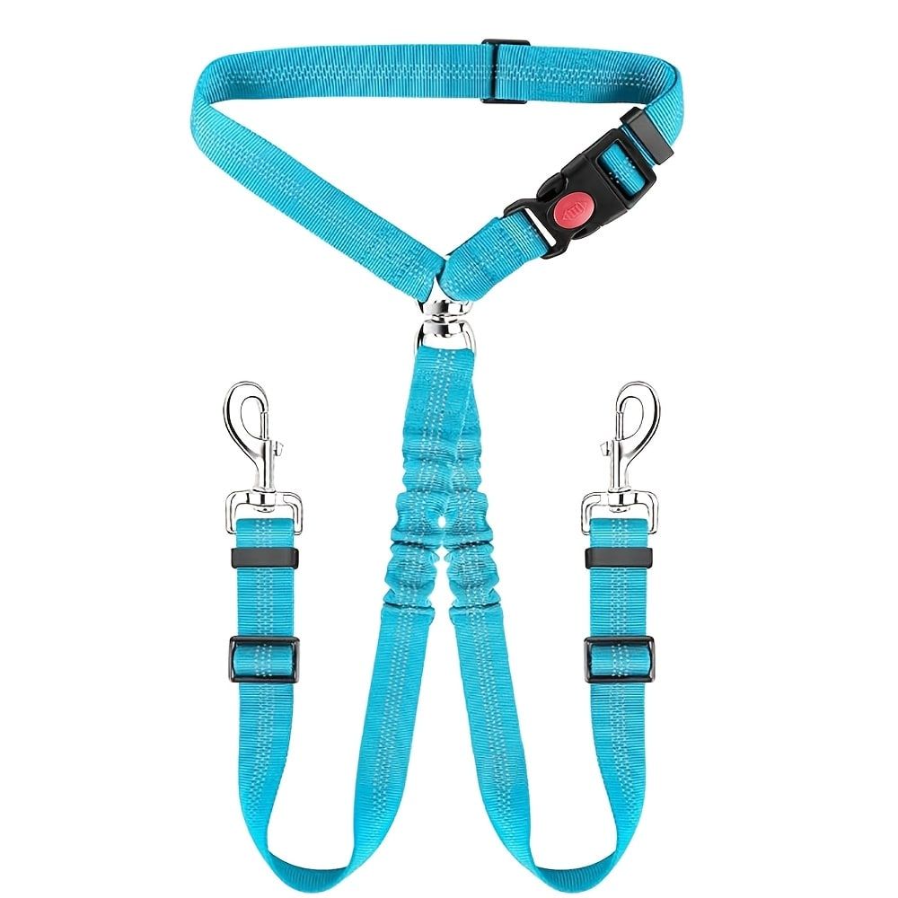 Dual-Head Pet Car Seat Belt with 360° Swivel Tangle-Free Leash for Two Dogs view 9
