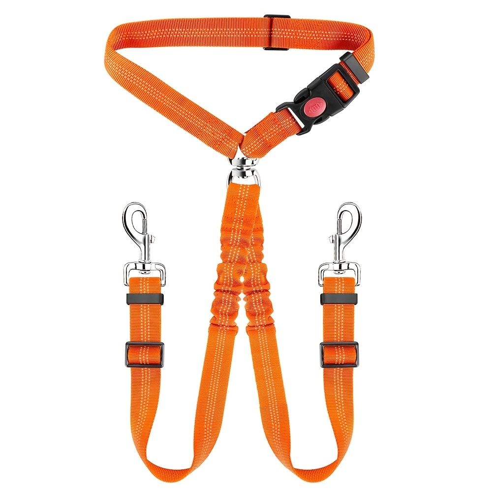 Dual-Head Pet Car Seat Belt with 360° Swivel Tangle-Free Leash for Two Dogs view 11