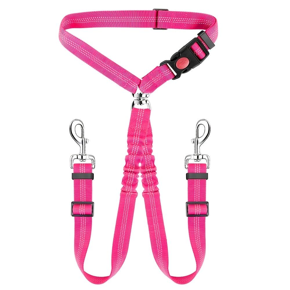 Dual-Head Pet Car Seat Belt with 360° Swivel Tangle-Free Leash for Two Dogs view 12
