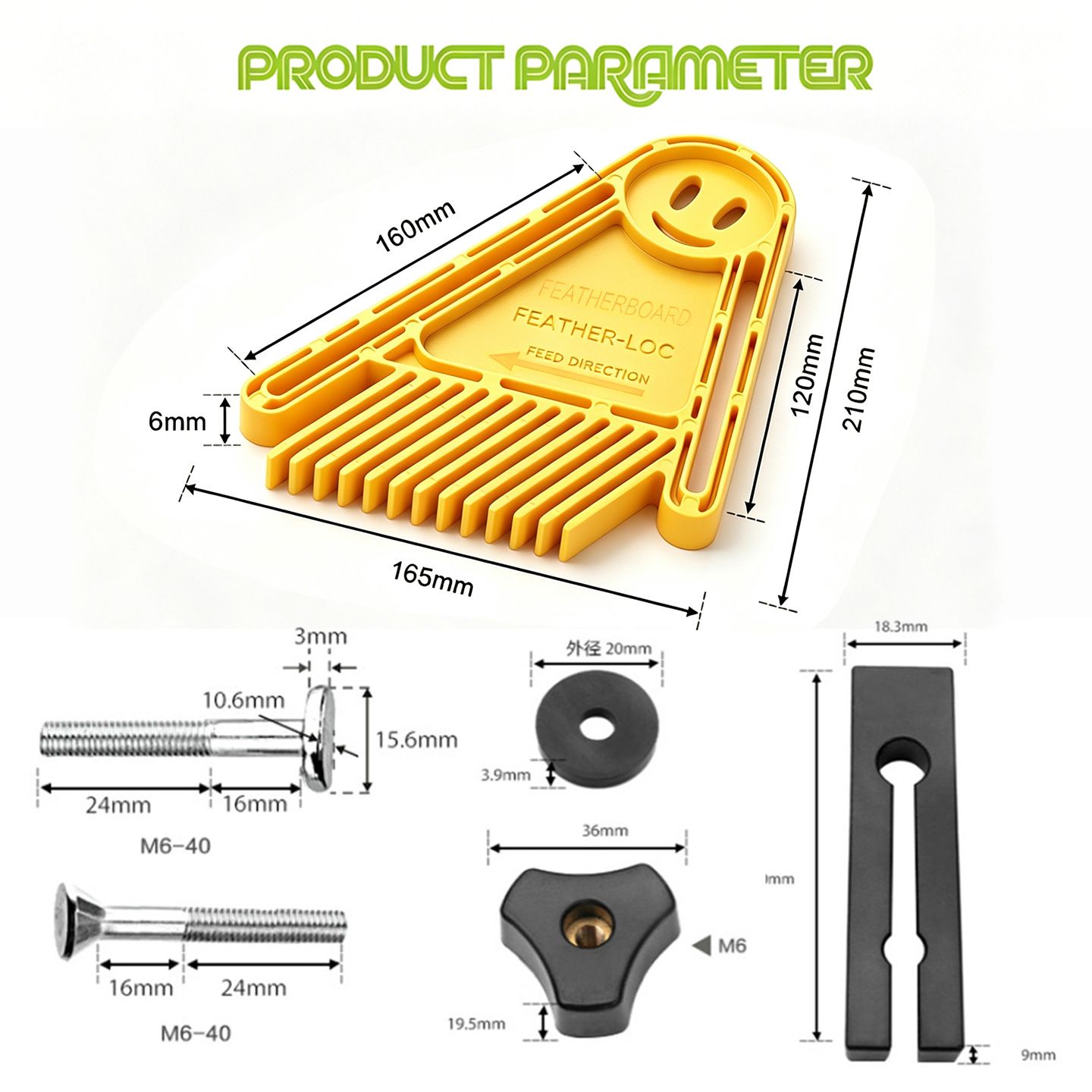 Woodworking Featherboard with 13 Angled Teeth for Table Saw Router Table Band view 2