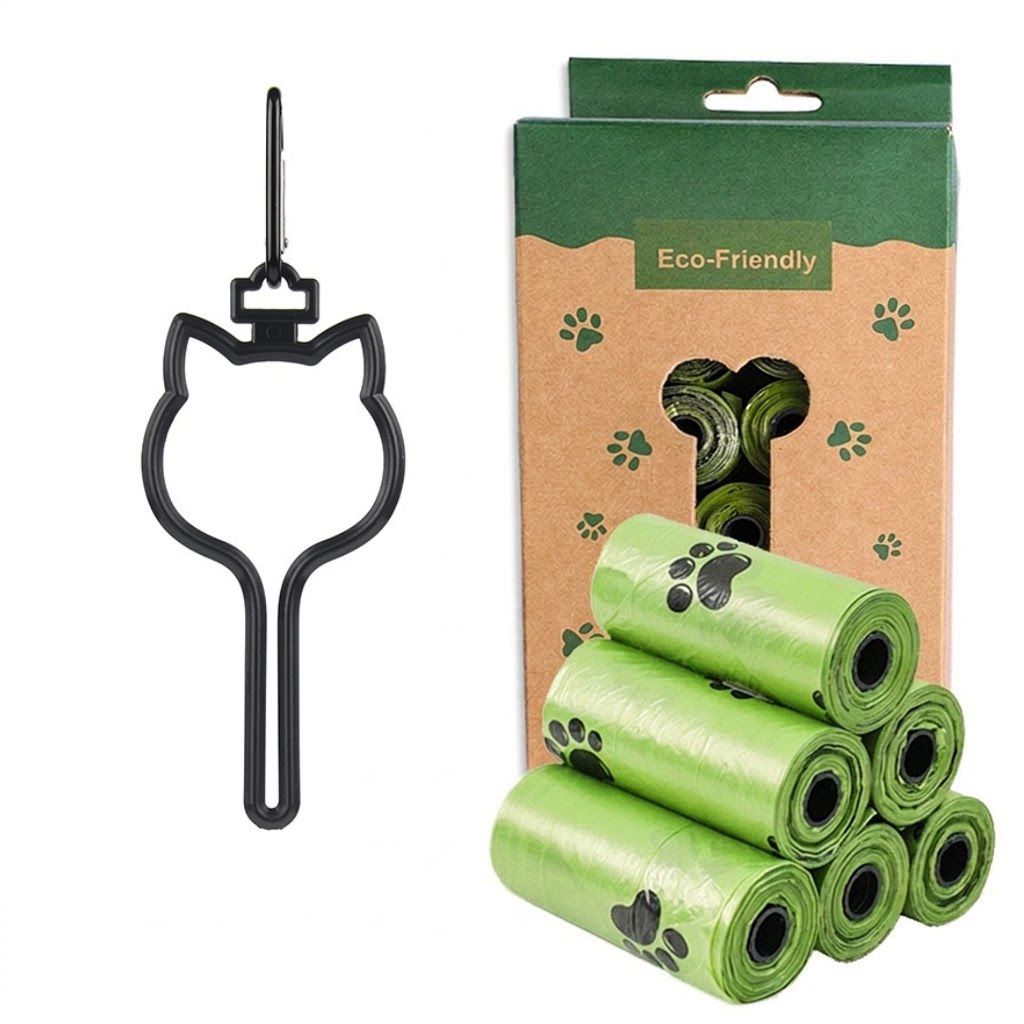 Eco-Friendly Pet Waste Bag Set with Leash Clip Holder and Camo Storage Pouch