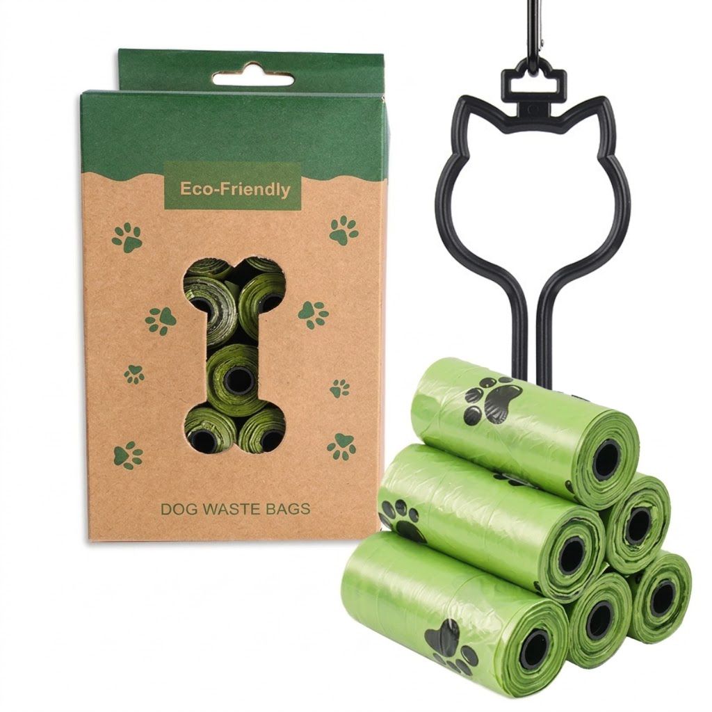 Eco-Friendly Pet Waste Bag Set with Leash Clip Holder and Camo Storage Pouch