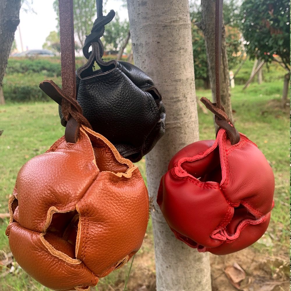 Interactive Leather Chew Ball for Dogs with Durable Rope Handle – Ideal for view 8