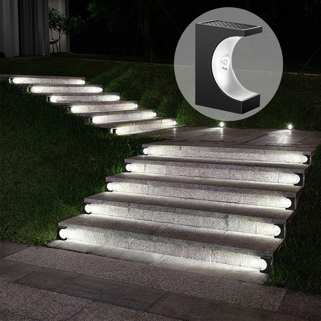 Solar Crescent Moon Step Light with Monocrystalline Silicon Panel — image 1