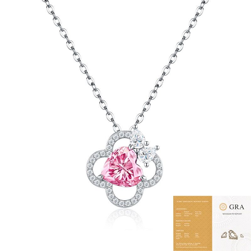 Elegant Four-Leaf Clover Pendant Necklace with Genuine Moissanite — image 1