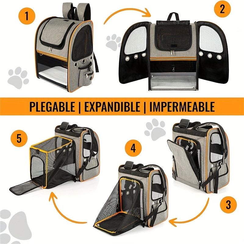 Foldable Expandable Pet Carrier Backpack for Cats and Small Dogs view 3