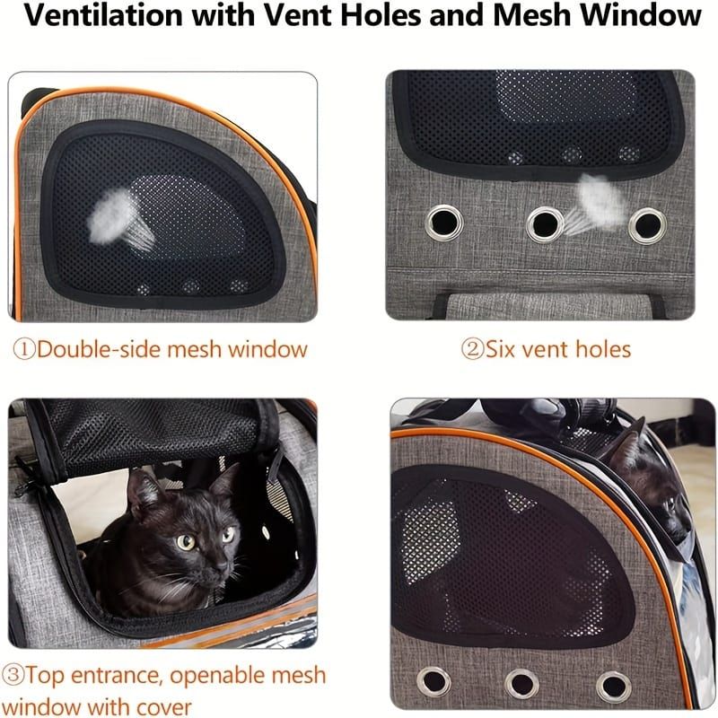 Foldable Expandable Pet Carrier Backpack for Cats and Small Dogs view 5