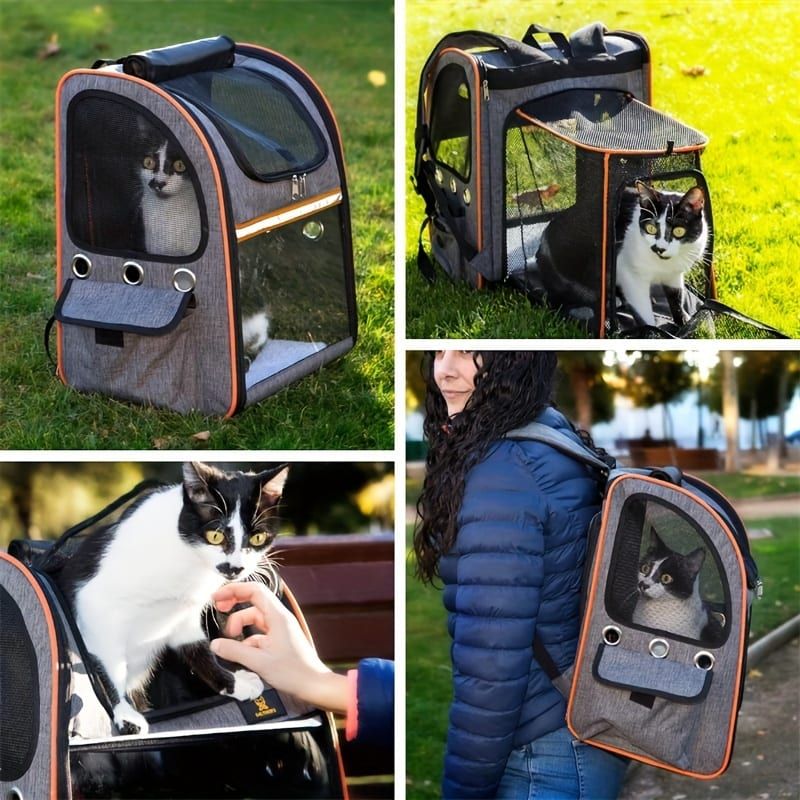 Foldable Expandable Pet Carrier Backpack for Cats and Small Dogs view 6