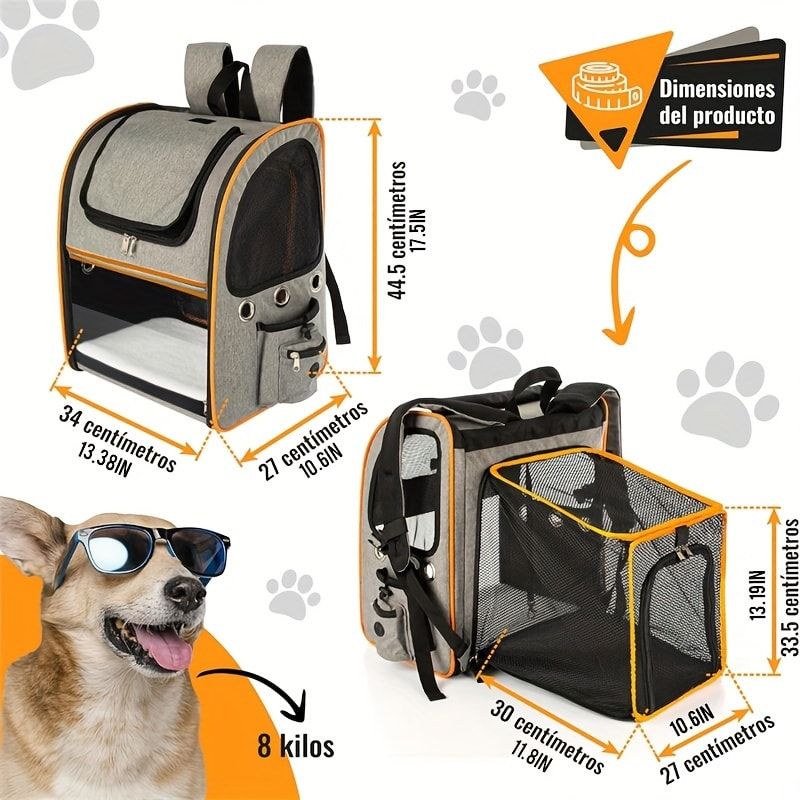 Foldable Expandable Pet Carrier Backpack for Cats and Small Dogs view 7