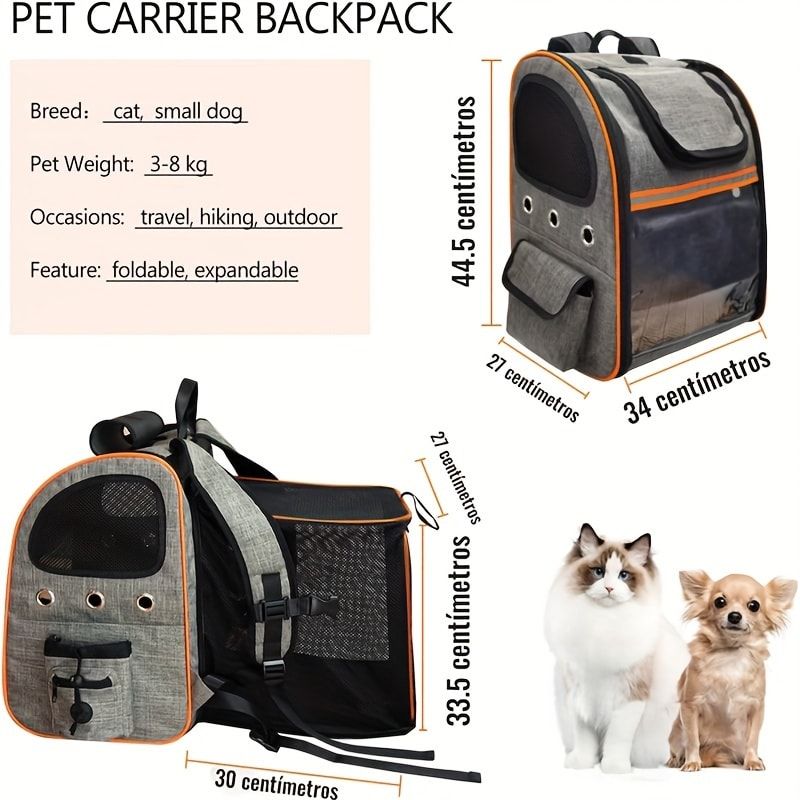 Foldable Expandable Pet Carrier Backpack for Cats and Small Dogs view 8