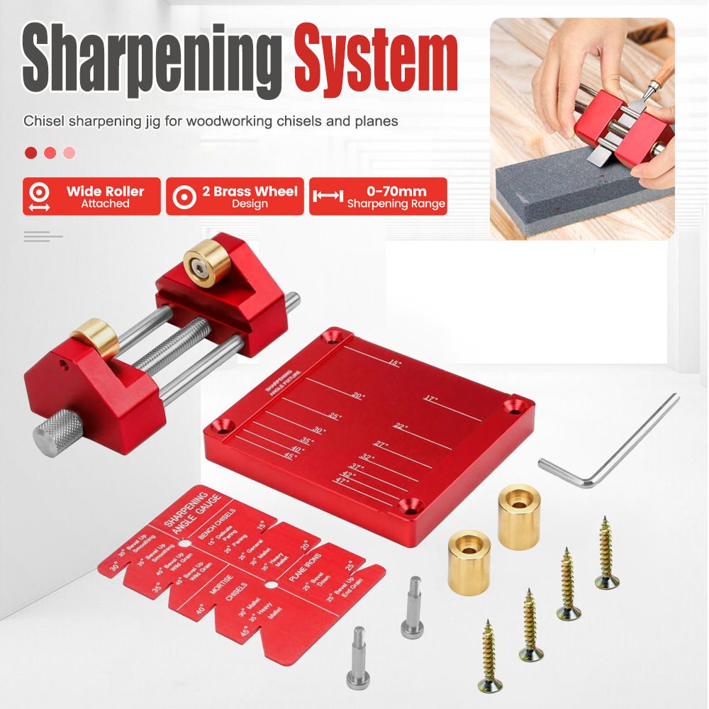 Adjustable Honing Guide Tool Set for Woodworking Chisels and Plane Blades with view 2