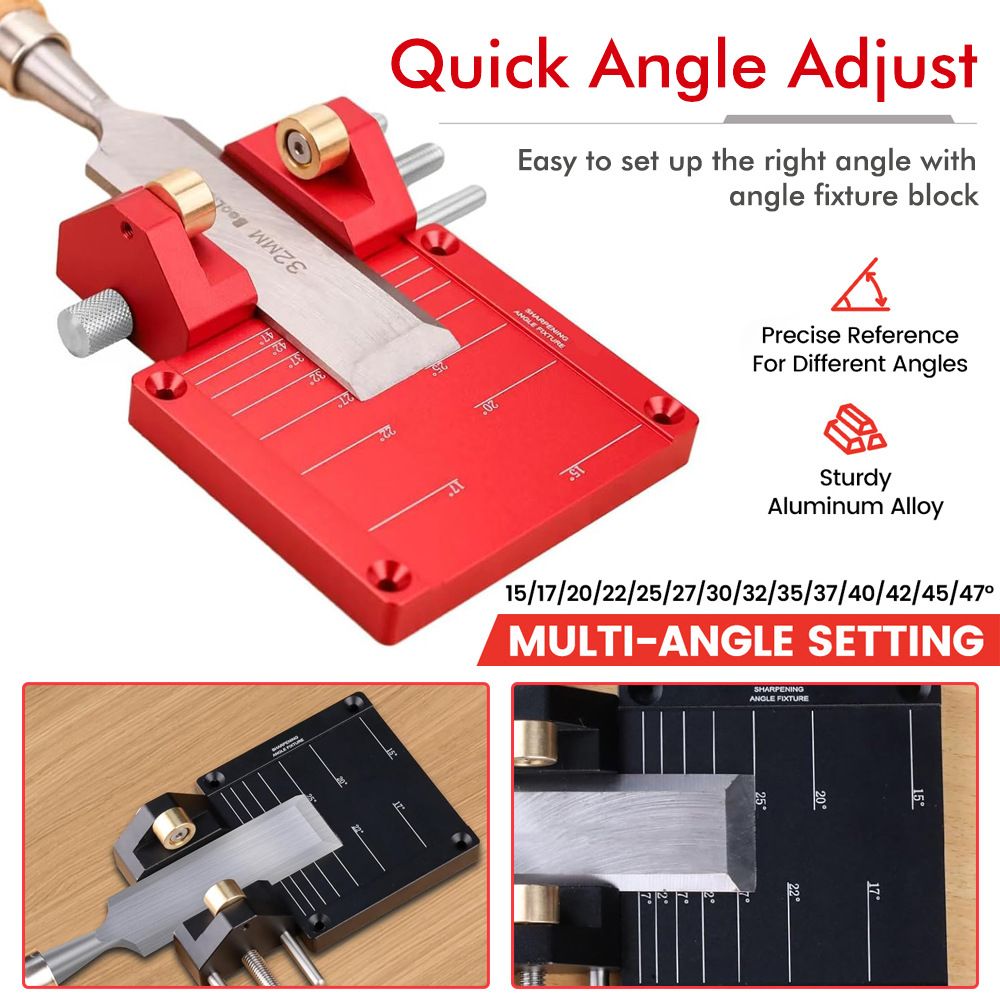 Adjustable Honing Guide Tool Set for Woodworking Chisels and Plane Blades with view 3