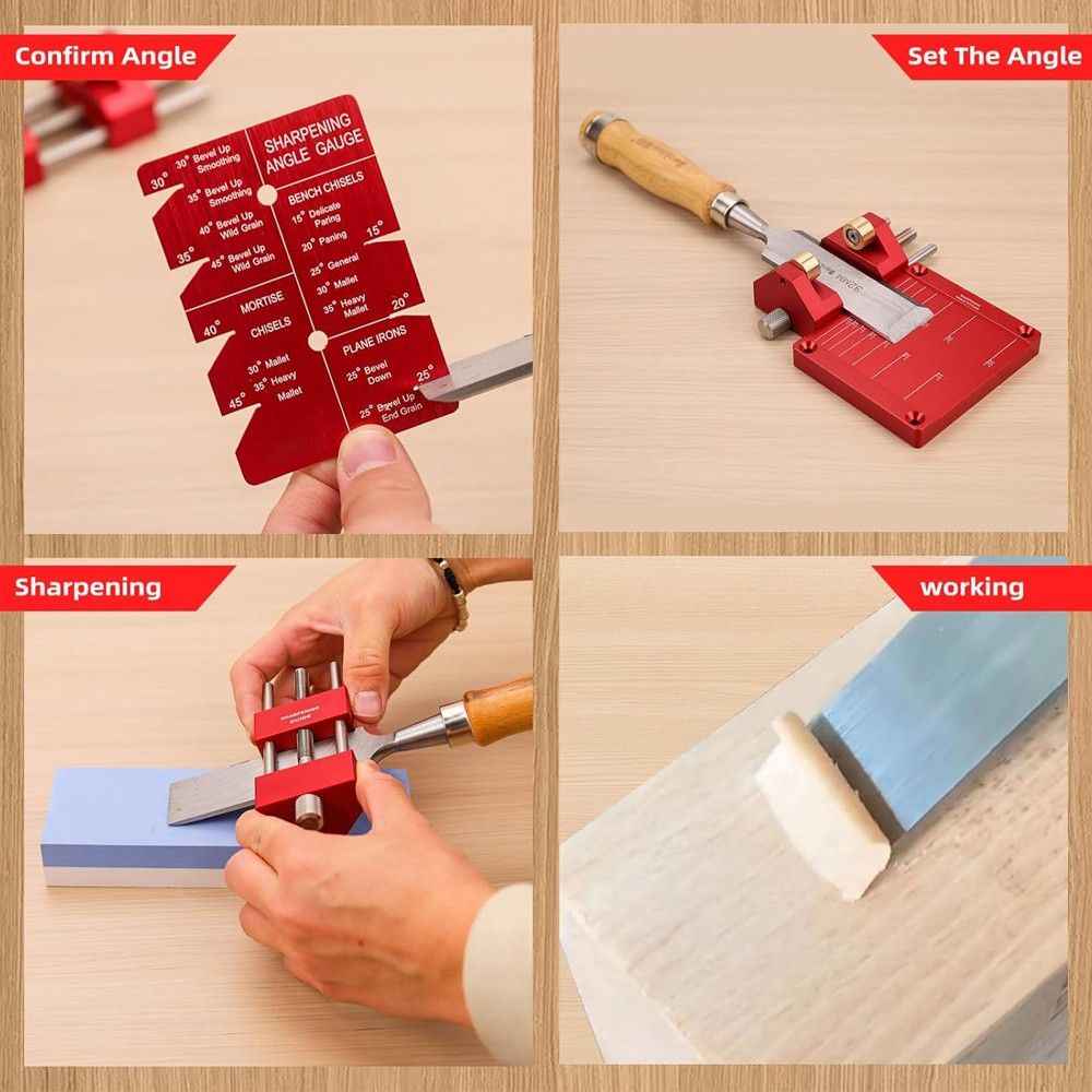 Adjustable Honing Guide Tool Set for Woodworking Chisels and Plane Blades with view 8
