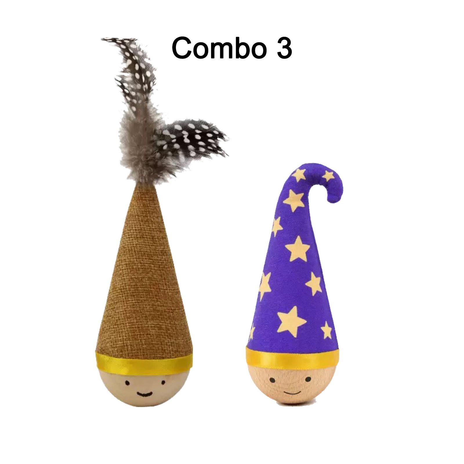 Self-Righting Pet Toy with Natural Wood Base and Durable Fabric Top view 11