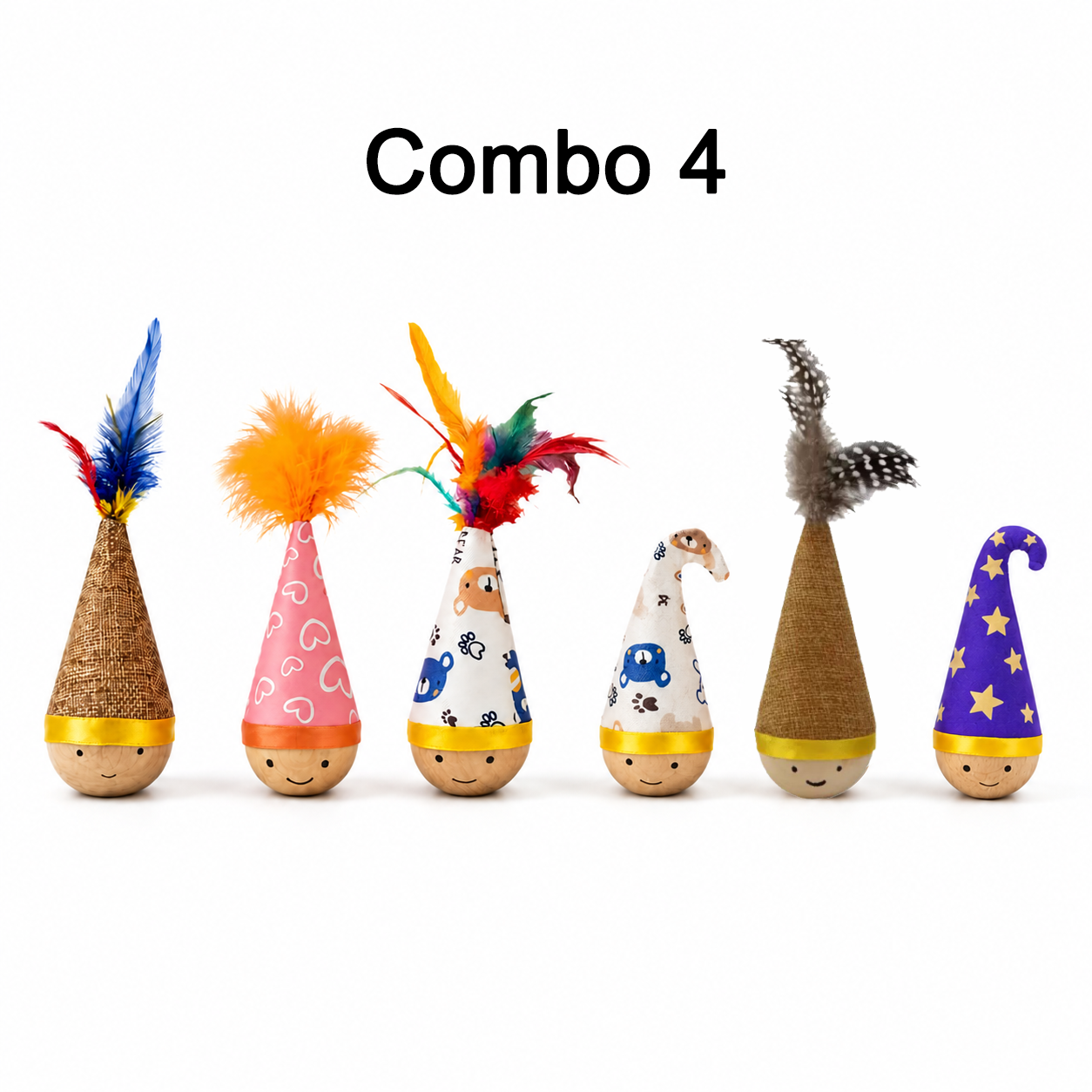 Self-Righting Pet Toy with Natural Wood Base and Durable Fabric Top view 13