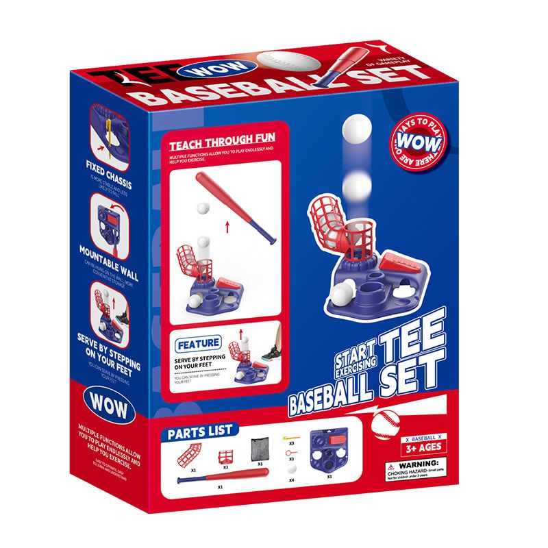 2-in-1 Kids Baseball Training Toy Set with Automatic Pitching and T-Ball Stand view 2