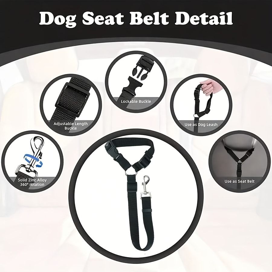 Dog Seat Belt for Car, Pet Car Safety Restraint with Adjustable Straps and view 6