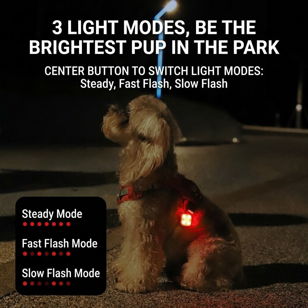 Rechargeable LED Night Safety Light for Dogs - Clip-On Glowing Pendant with view 5