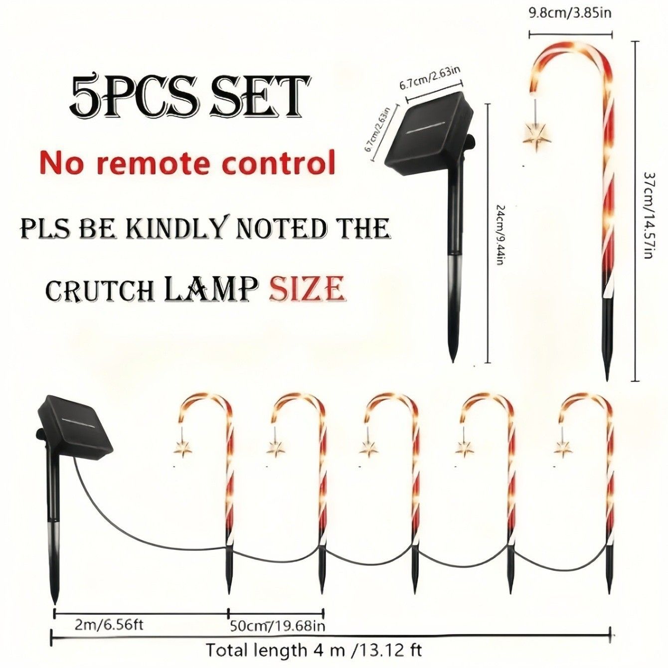Solar Candy Cane Pathway Lights with Star Accents view 2
