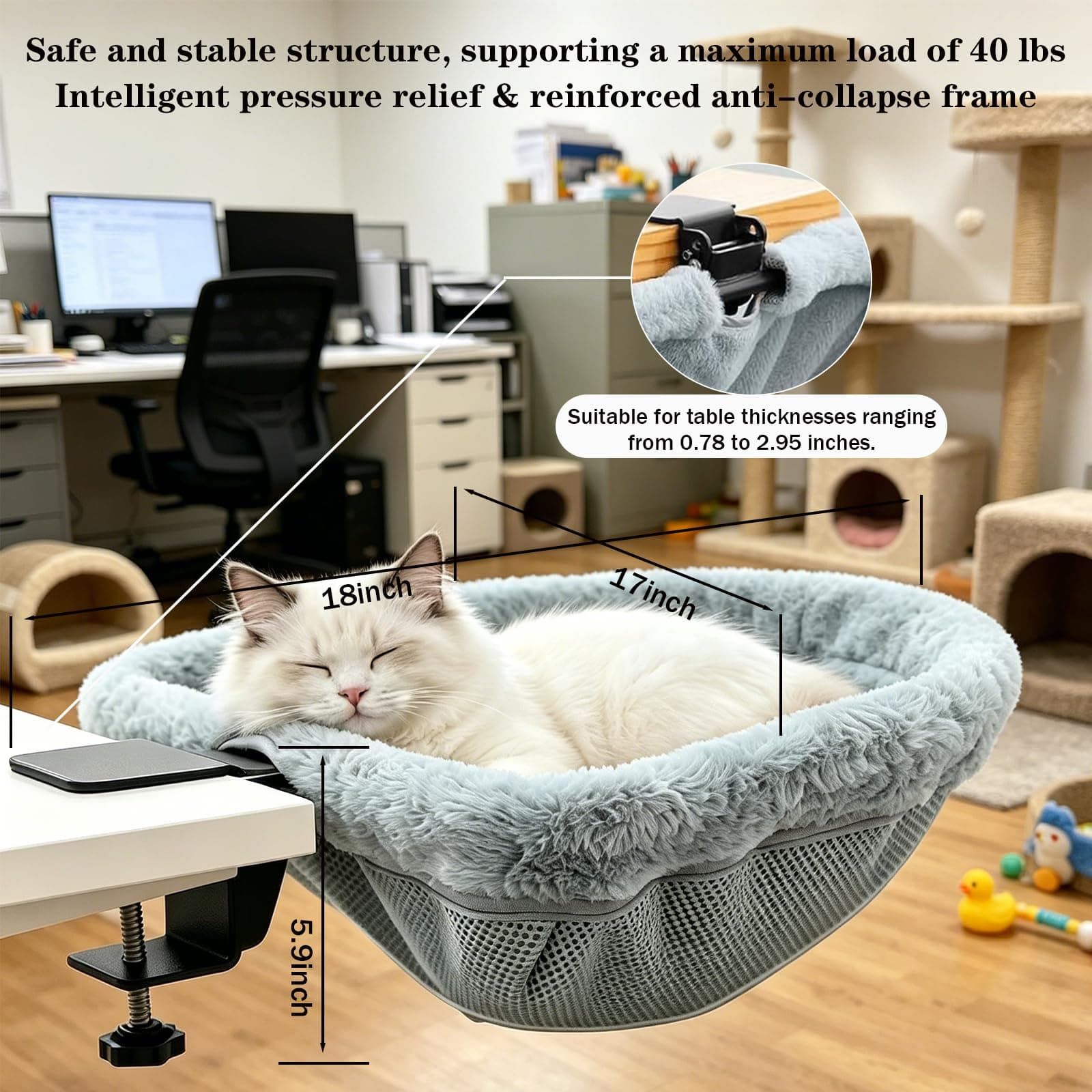 Adjustable Cat Hammock for Desk view 2