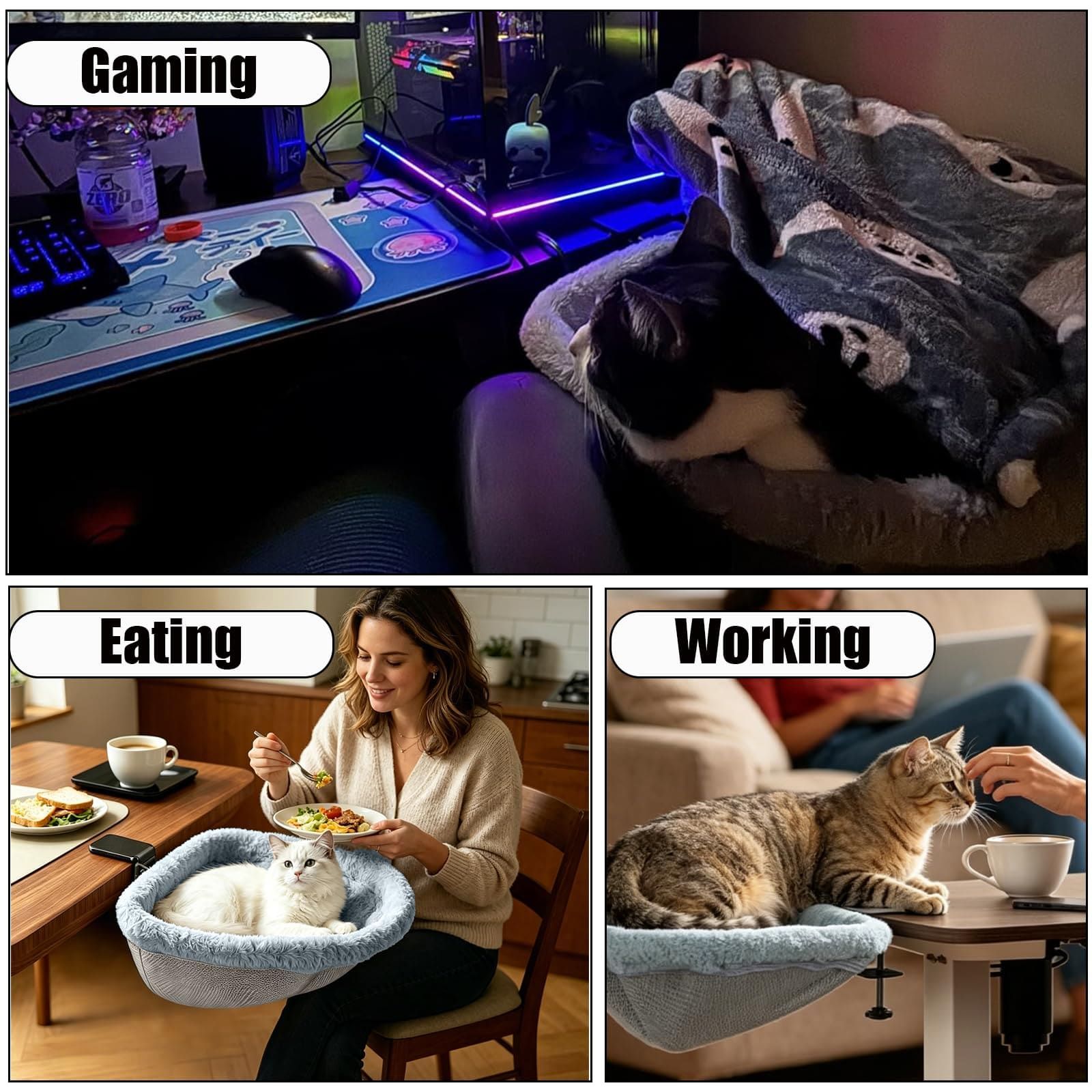 Adjustable Cat Hammock for Desk view 7