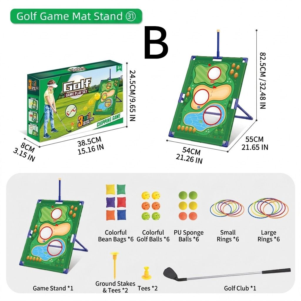 3-in-1 Kids Golf Putting & Tossing Game Set for Indoor/Outdoor Family Fun