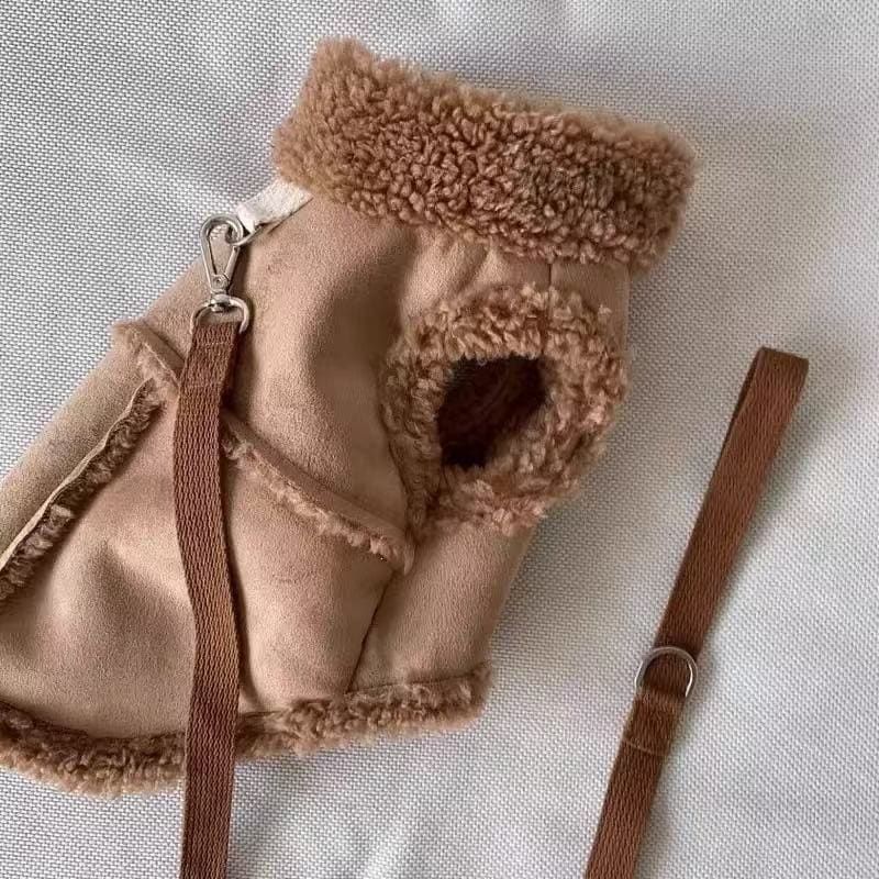Cozy Pet Winter Vest with Leash Loop: Faux Suede & Plush Fleece Warm Coat for — image 1