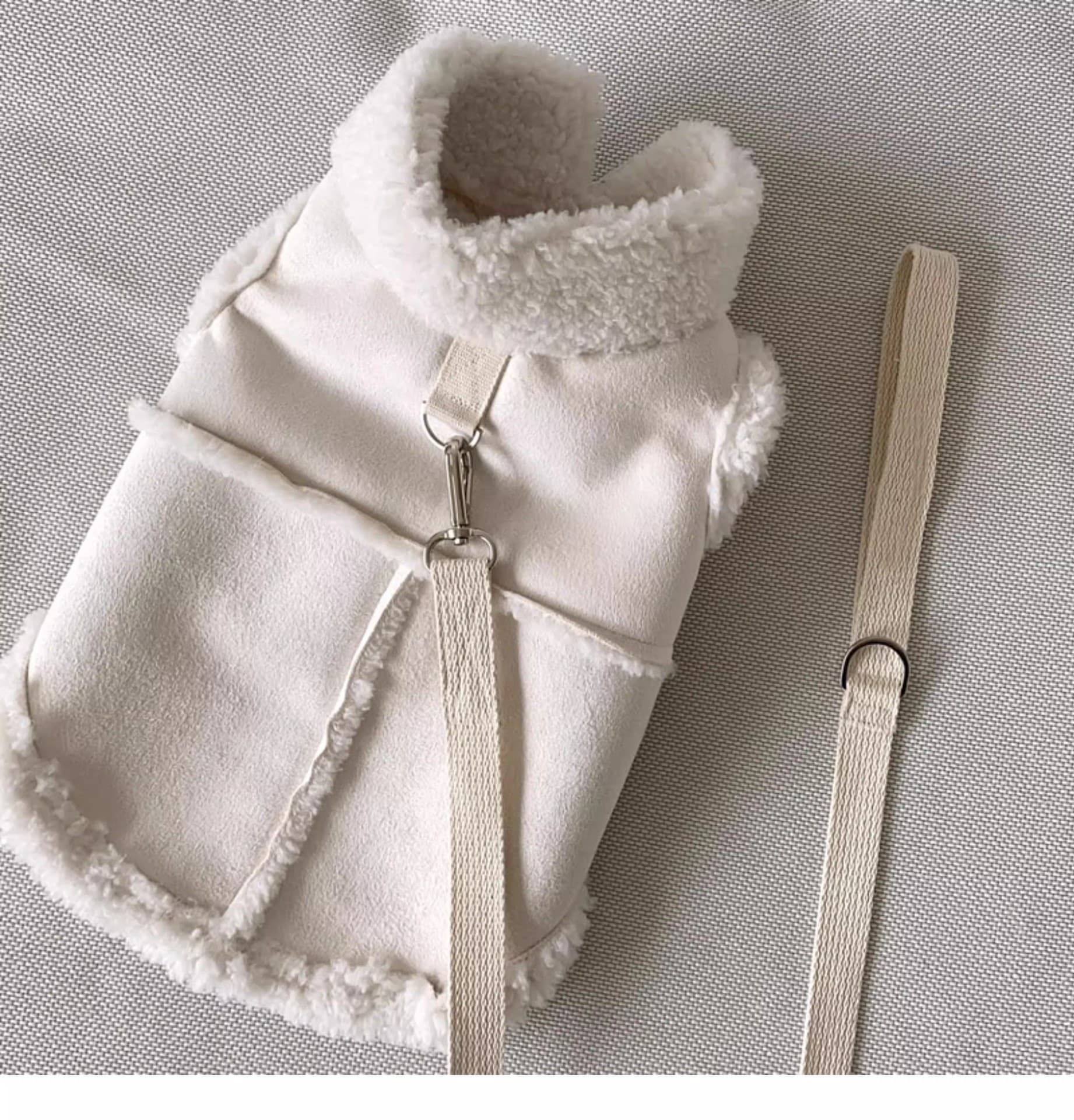 Cozy Pet Winter Vest with Leash Loop: Faux Suede & Plush Fleece Warm Coat for — image 1