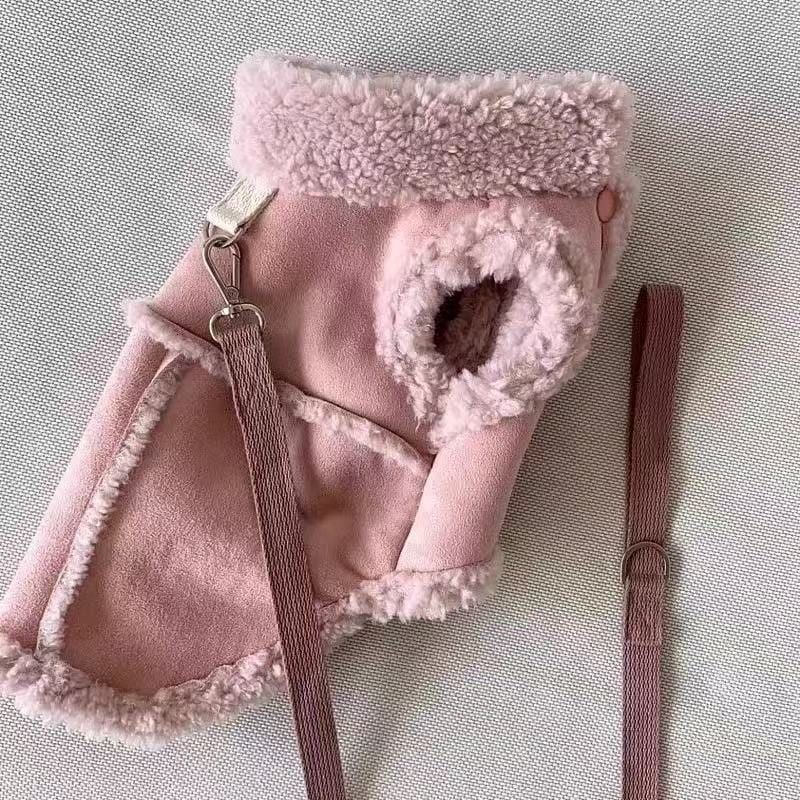 Cozy Pet Winter Vest with Leash Loop: Faux Suede & Plush Fleece Warm Coat for view 6