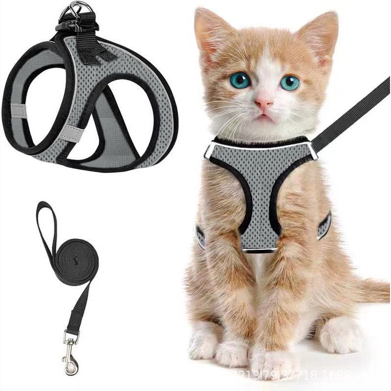Escape-Proof Cat Harness and Leash Set with Reflective Soft Mesh Vest for Safe — image 1