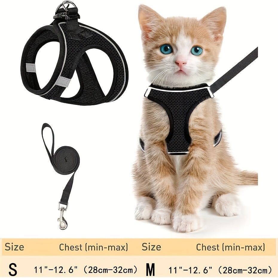 Escape-Proof Cat Harness and Leash Set with Reflective Soft Mesh Vest for Safe view 10