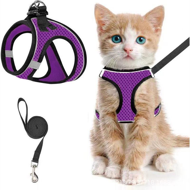 Escape-Proof Cat Harness and Leash Set with Reflective Soft Mesh Vest for Safe view 4