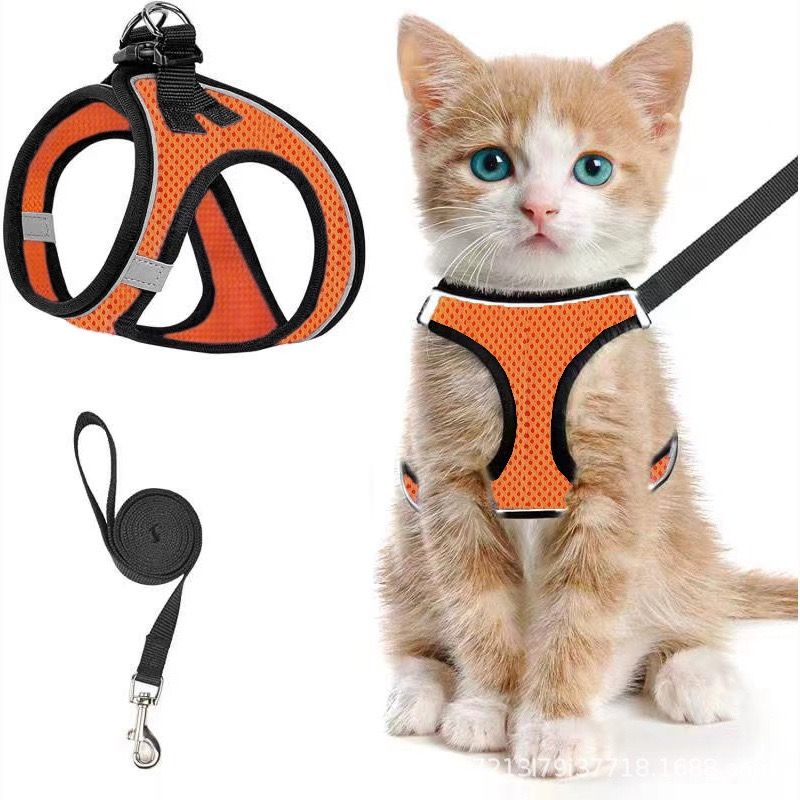 Escape-Proof Cat Harness and Leash Set with Reflective Soft Mesh Vest for Safe view 4