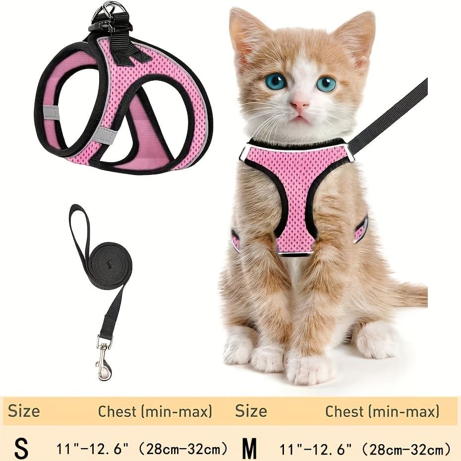Escape-Proof Cat Harness and Leash Set with Reflective Soft Mesh Vest for Safe view 9