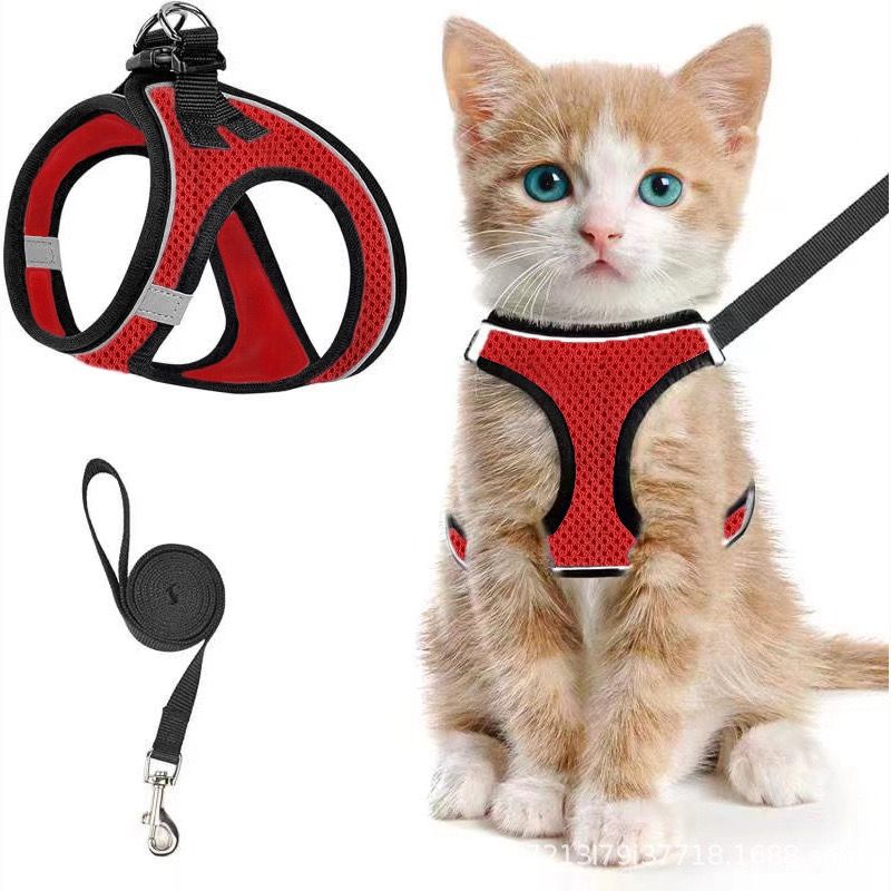 Escape-Proof Cat Harness and Leash Set with Reflective Soft Mesh Vest for Safe view 3