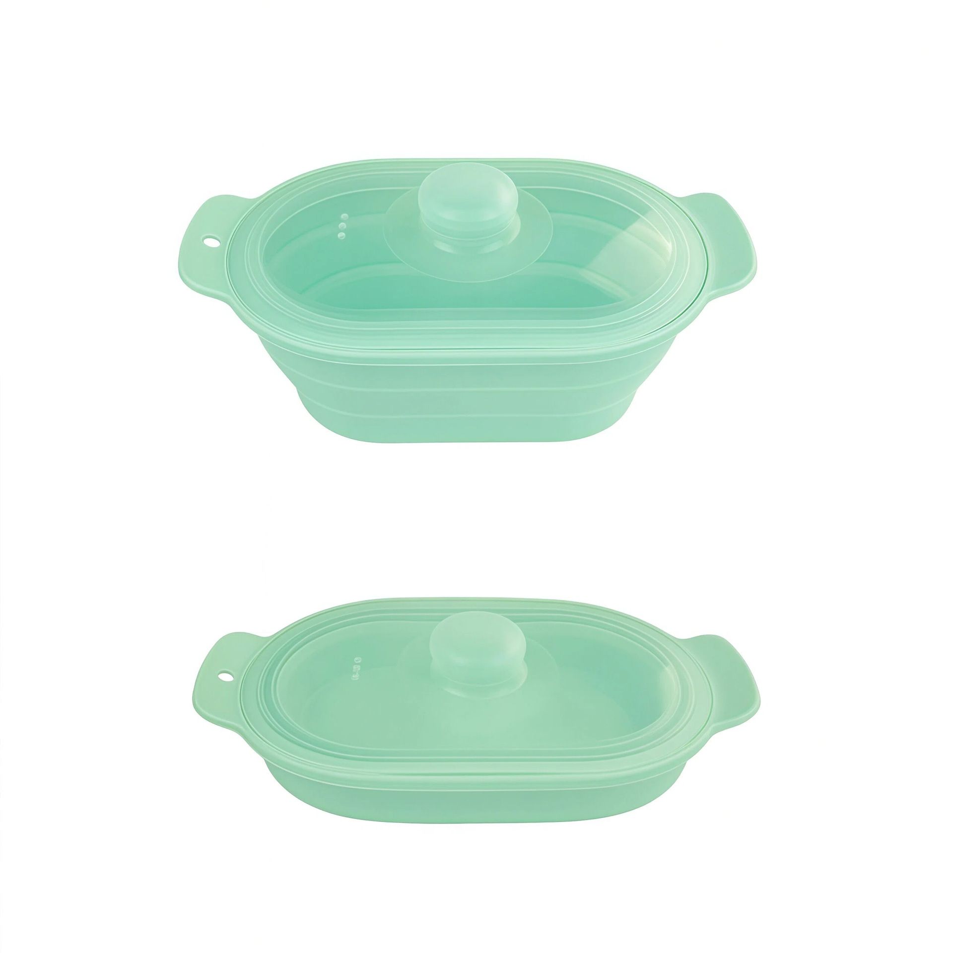 Foldable Food-Grade Silicone Steamer Pot with Lid and Steamer Rack — image 1