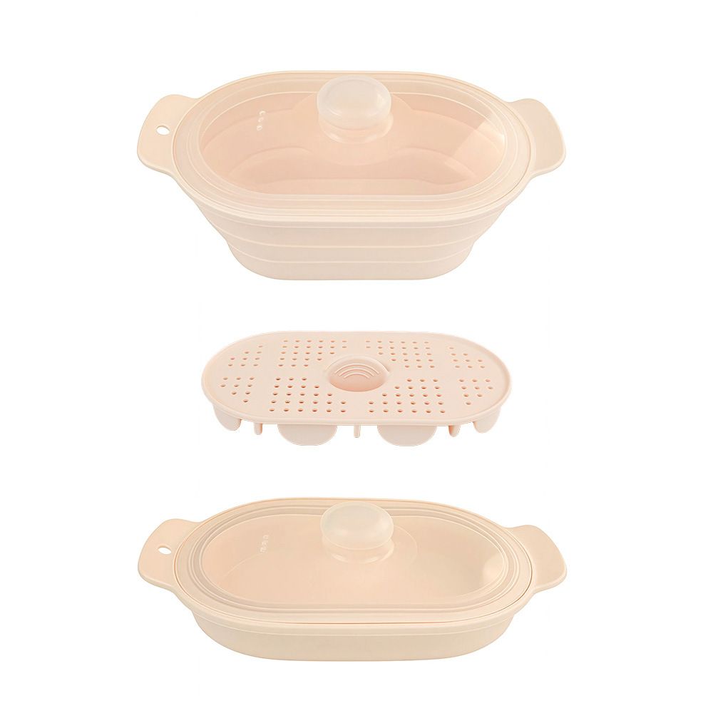 Foldable Food-Grade Silicone Steamer Pot with Lid and Steamer Rack — image 1