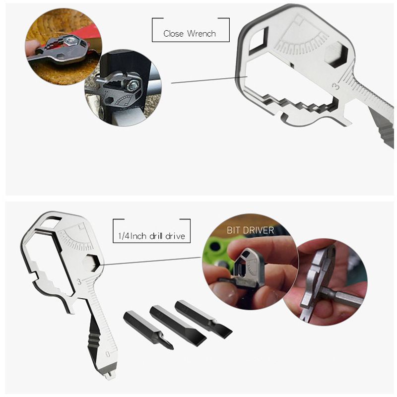 Portable Key-Shaped Multifunctional Tool with Wrench Bottle Opener Ruler File view 5