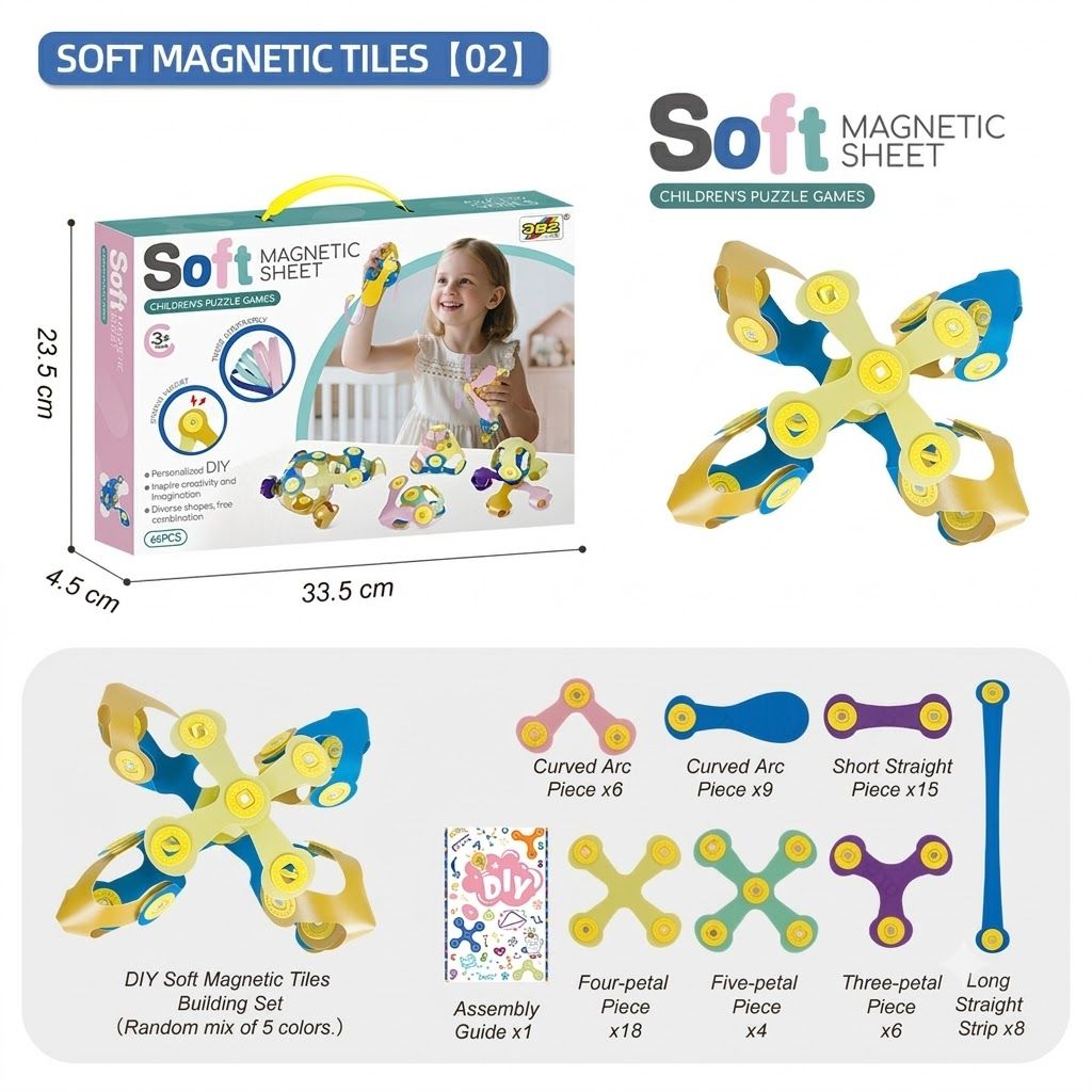 Kids 3D Soft Magnetic Building Tiles Toy Set view 6