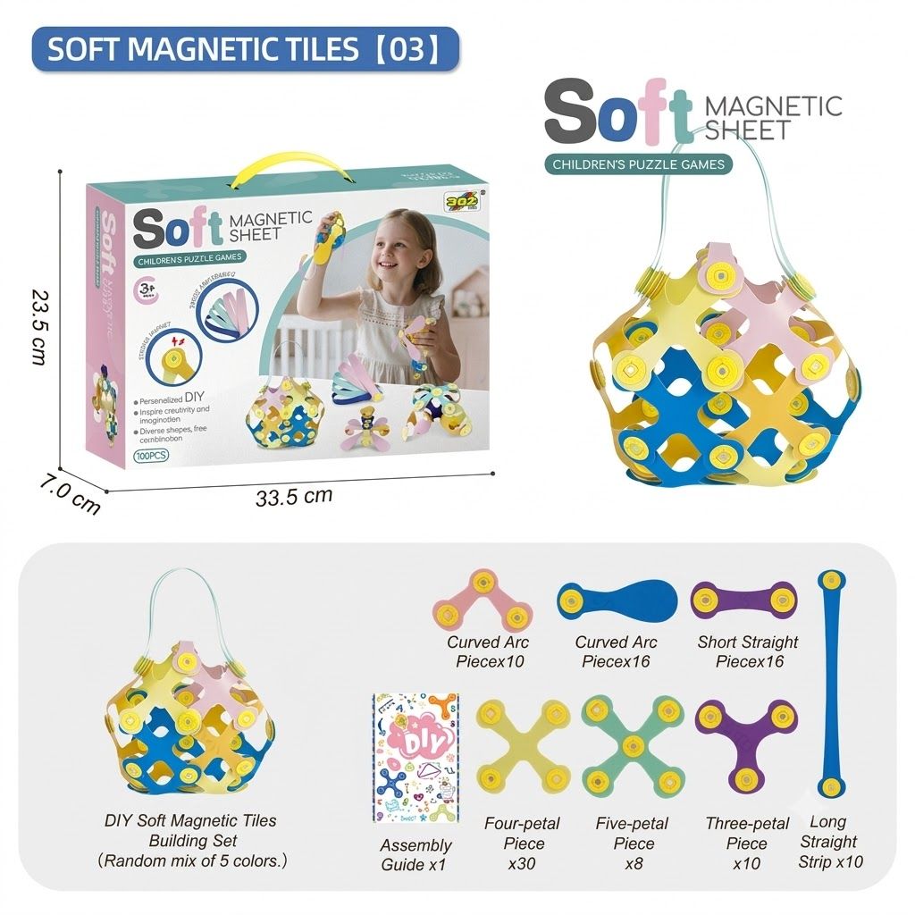 Kids 3D Soft Magnetic Building Tiles Toy Set view 7