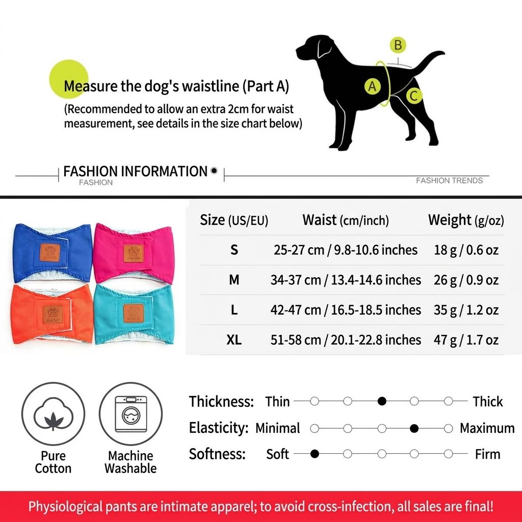 Creative Solid Color Male Dog Physiological Belt Reusable Washable Safety view 2