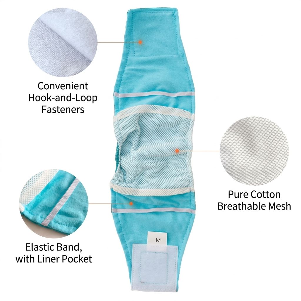 Creative Solid Color Male Dog Physiological Belt Reusable Washable Safety view 3