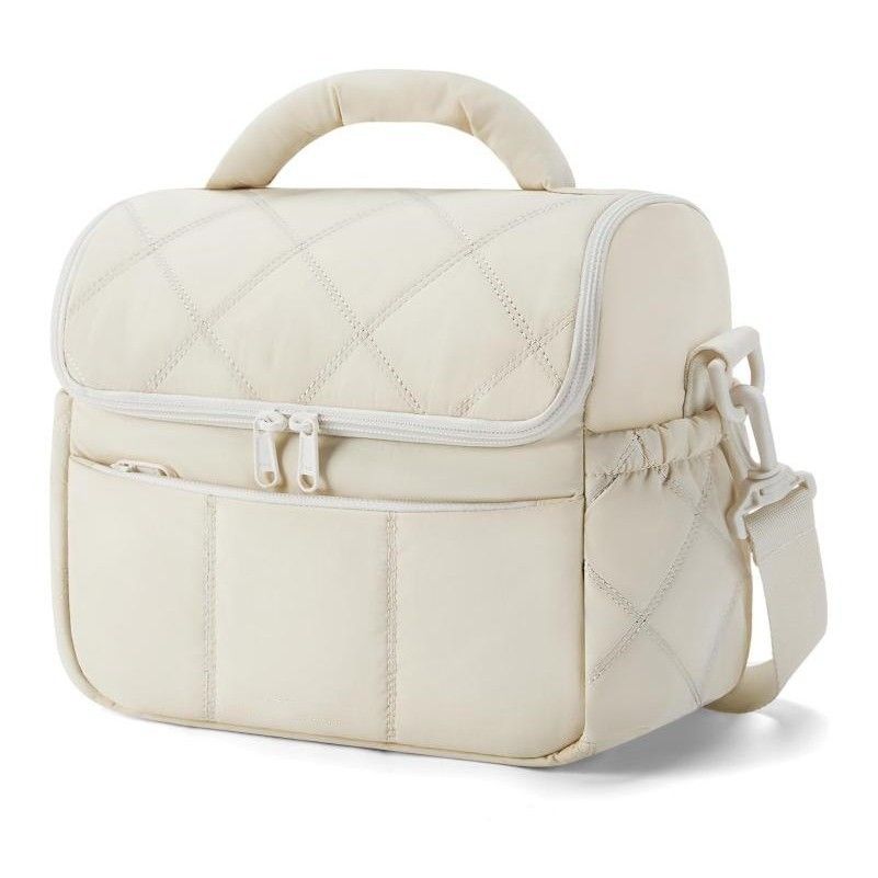 Quilted Insulated Lunch Bag with Adjustable Shoulder Strap