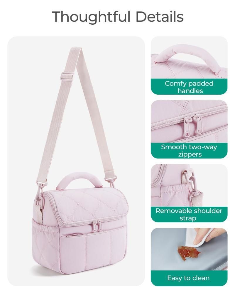 Quilted Insulated Lunch Bag with Adjustable Shoulder Strap view 4