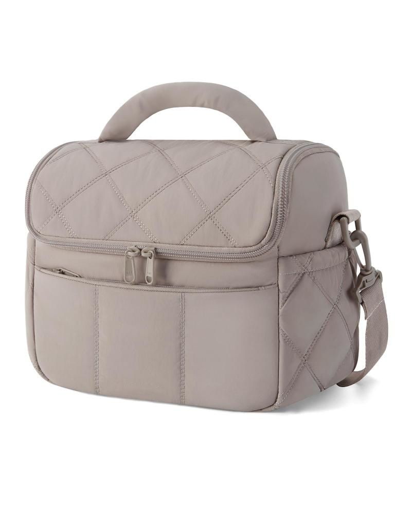 Quilted Insulated Lunch Bag with Adjustable Shoulder Strap